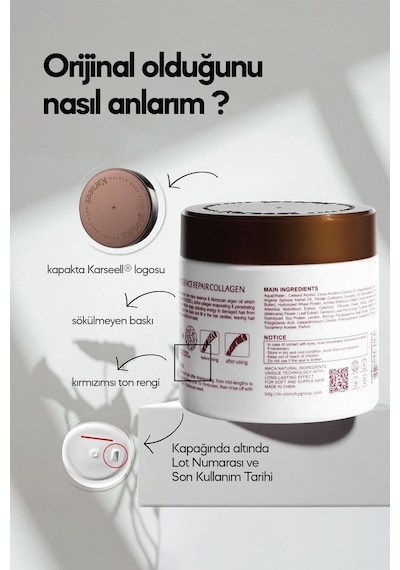 Karseell Kolajen Saç Bakım Maskesi Maca Özü Onarıcı Repair Kolajen Saç Maskesi 500 ml Karsel