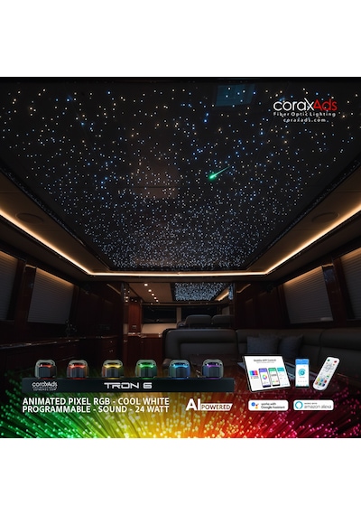 Karavan Ambiyans Aydınlatma Fiber Optik Yıldız Tavan Kiti - Kayan Yıldızlı Çok Renkli