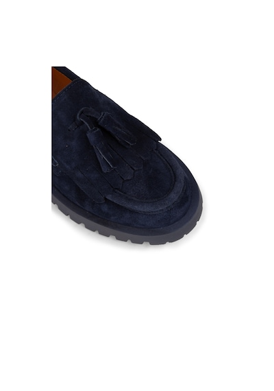 Deery Kadın Hakiki Süet Lacivert Püsküllü Loafer Ayakkabı - 02033zlcvc01 Lacivert