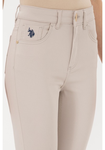 U.S. Polo Assn. Kadın Bej Toothpick Fit Kanvas Pantolon 50309087-VR011