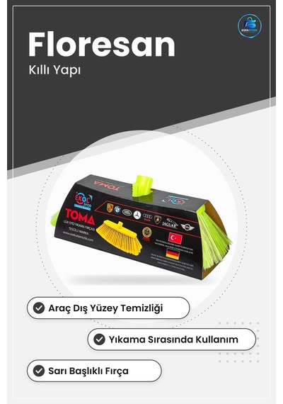 Toma Lüx Oto Fırçası Araç Yıkama Floresan Kıl Temizlik Bez Sünger