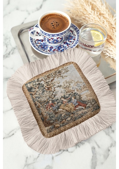 Zarif Klasik Saray Saçaklı Sunum Peçetesi - Vintage Nostaljik Bej Kahverengi Bardak Altlığı Mendil Pastel Kanyon Antrasit Zarif Klasik Saray Saçaklı Sunum Peçetesi - Vintage Nostaljik Bej Kahverengi Bardak Altlığı Mendil Pastel Kanyon Antrasit