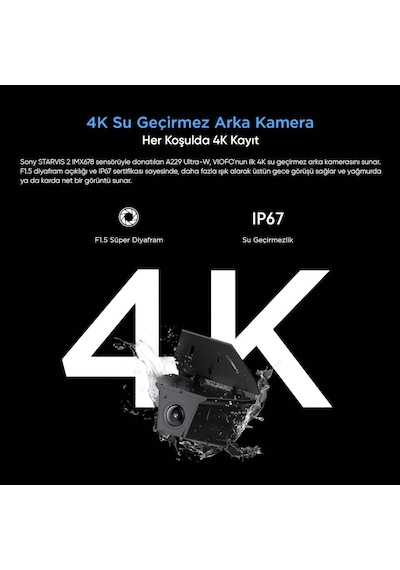 Viofo A229 Ultra-w 3 Kameralı Ön+arka Su Geçirmez+iç 4k+4k+1080p Hdr Sony Starvıs 2 Sensörlü Gps'li Araç Kamerası
