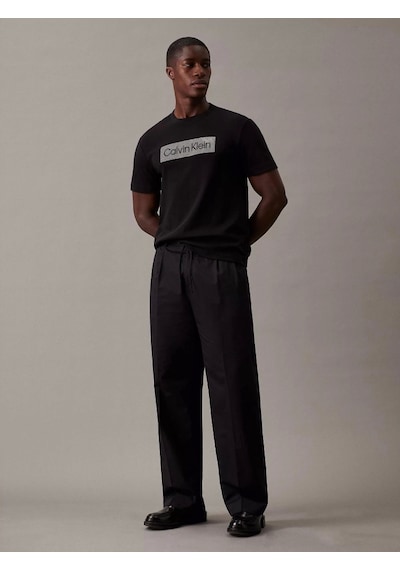 Calvin Klein Erkek Yuvarlak Yakalı Logolu Siyah T-shirt SIYAH Siyah