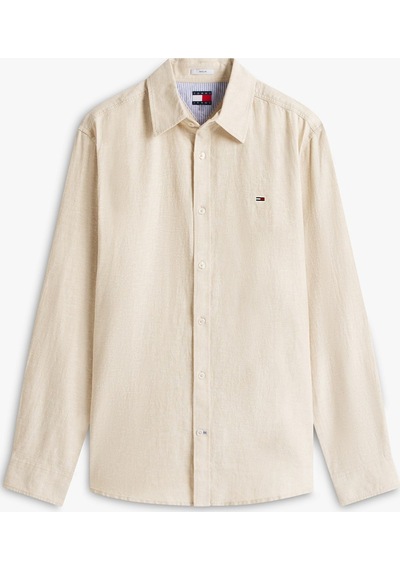 Tommy Hilfiger Tjm Reg Lınen Blend Shırt Ext Erkek Bej Uk Gömlek - Dm0dm22761-15605