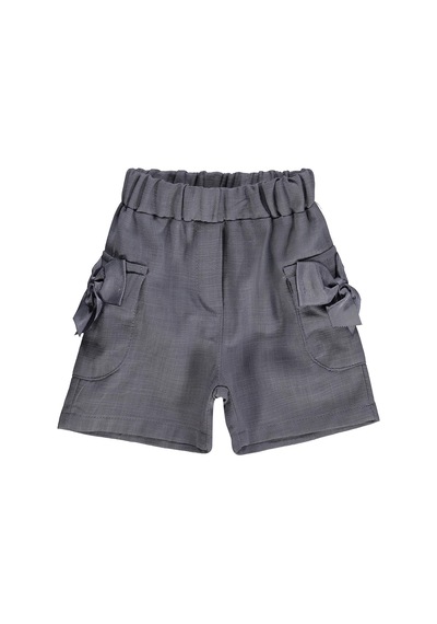 Civil Baby Cepli Fiyonklu 6-18 Ay Şort - Gri Koyu Gri