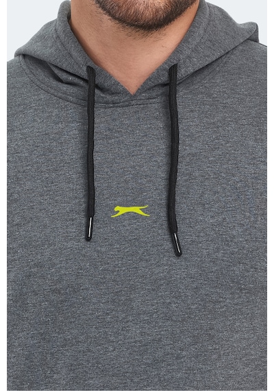 Slazenger Oslo In Erkek Kapüşonlu Cepli Koyu Gri Sweatshirt Koyu Gri