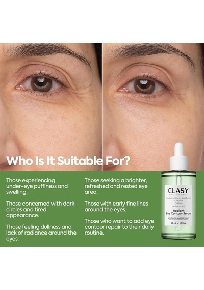 Clasycare Radiant Göz Çevresi Serumu Kafein Göz Serumu Hyaluronik Asit Ve C Vitamini İle Göz Altı Morluklar