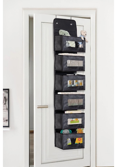 6 Katlı Kapı Arkası Düzenleyici Raf Bebek Eşyası Çocuk Odası Banyo Organizer Antrasit