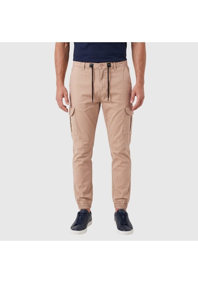 Deepsea Erkek Slim Fit Likralı Vizon Kargo Jogger Pantolon İpli Bel Lastikli Paça 1601569