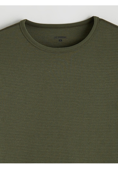 LC Waikiki Lc Waıkıkı Yeşil Bisiklet Yaka Uzun Kollu Erkek Pijama Üst