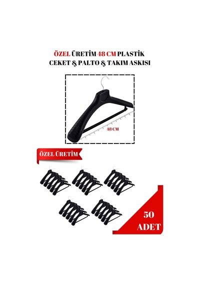 Ceket Askısı 48 Cm Özel Üretim Palto Takım Askısı 50 Adet Diğer