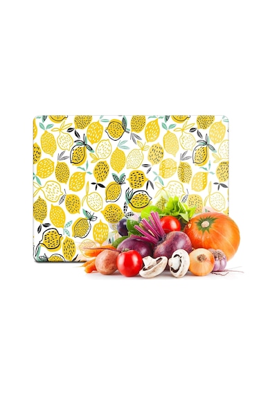 Tr Cam Kesme Tahtası Ve Sunumluk Limon Desenli 30x40 Cm Diğer