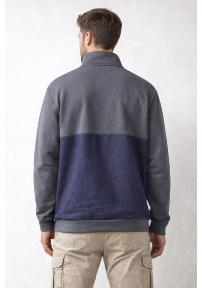 Yarım Fermuarlı Kaynakçı Sweatshirt Uzun Kollu, Dayanıklı, Sıcak Tutan İş Kıyafeti Lacivert