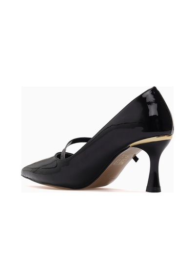 Kuum Kadın Stiletto Ayakkabı 26y K145-26204 Siyah Rugan