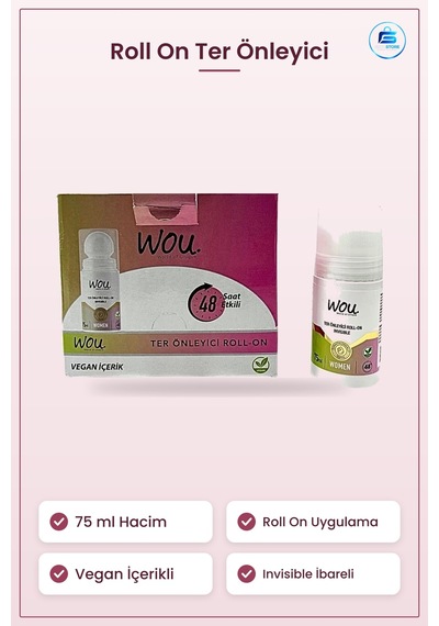 Ter Önleyici Roll On Deodorant 75 Ml Kadın İçin 48 Saat Etkili Ve