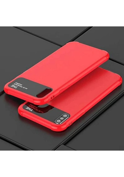 iPhone Uyumlu X Xs 10 Fit Premium Silikon+ Cam Kılıf- 5775 Kırmızı