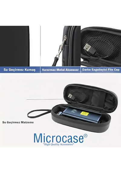 Microcase Şarjlı Hava Pompası Kompresörleri İçin Askılıklı Seyahat Saklama Çantası Koruma Kabı Kutusu Al5434 Siyah