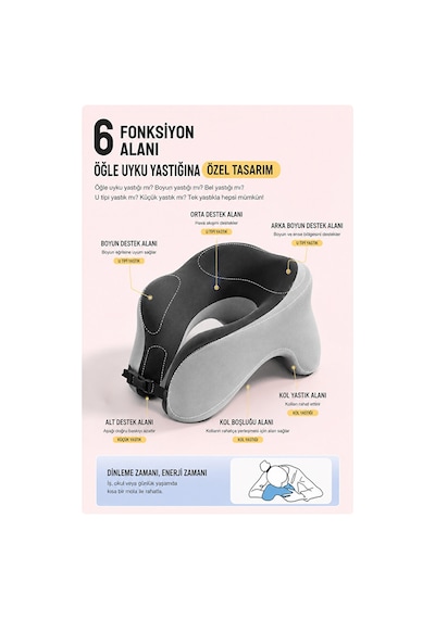 Kaylule Yastığı Şekerleme Ve Nap Yastığı, Boyun, Kol Ve Yüz Destekli Ergonomik Dinlenme Yastığı