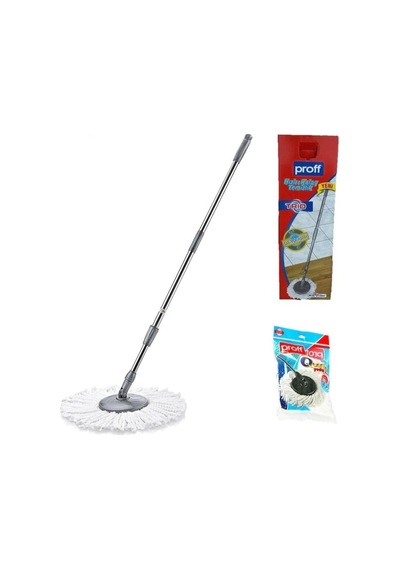 3 Lü Mop Yedek Mop Seti - Mop Sopası + Mop Başı + Mop Püskülü