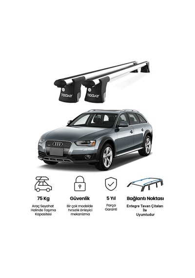 Trio-ı Audi A4 Allroad 2009 Ve Sonrası Uyumlu Kilitli Ara Atkı 120cm Port Bagaj Tavan Barı