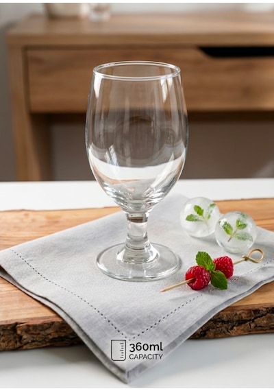 Şeffaf Cam Kadeh Bardak - Ayaklı, Şık Tasarım, Su, Bira, Meşrubat Bardağı 360 Ml 4'lü Set