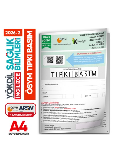 2026/2 Yökdil İngilizce Sağlık Bilimleri Ösym Çıkmış Soru Tıpkı Basım Deneme Kitapçığı Tg