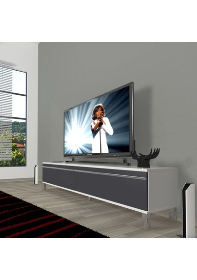 Decoraktiv Eko 140t Mdf Krom Ayaklı Tv Ünitesi Tv Sehpası - Beyaz - Antrasit Beyaz - Antrasit Decoraktiv Eko 140t Mdf Krom Ayaklı Tv Ünitesi Tv Sehpası - Beyaz - Antrasit Beyaz - Antrasit