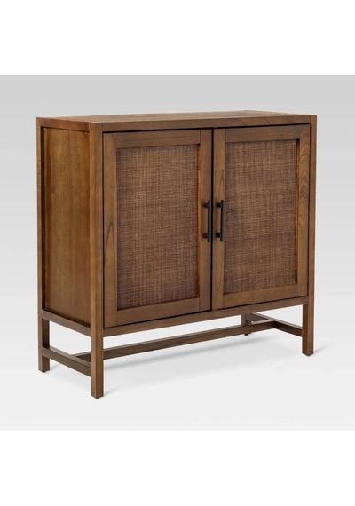 Walnut Retro Model Rattan Detaylı Masif Ahşap Büfe Ceviz