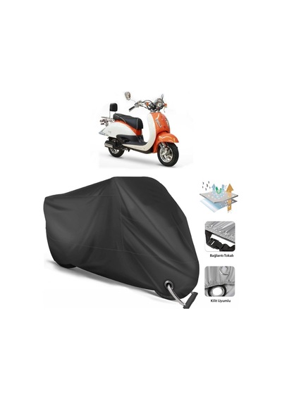 Asya As 125 T Motosiklet Branda (Bağlantı, Kilit Uyumlu)-Siyah (457264859)