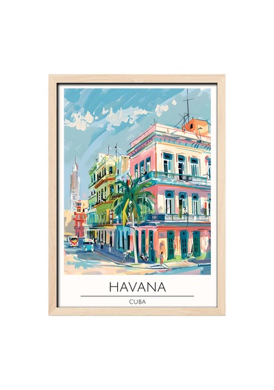 Havana Cuba Ahşap Çerçeveli Dekoratif Duvar Tablosu Ahşap 01