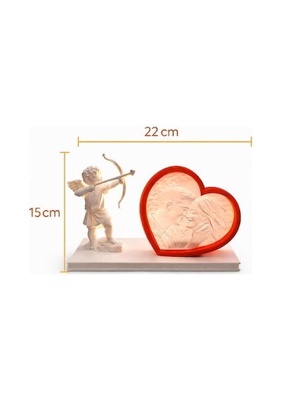 Aşk Meleği Kalp Lithophane Lamba Kişiye Özel Fotoğraflı Romantik 3d Anı Işığı Çok Rekli - Beyaz