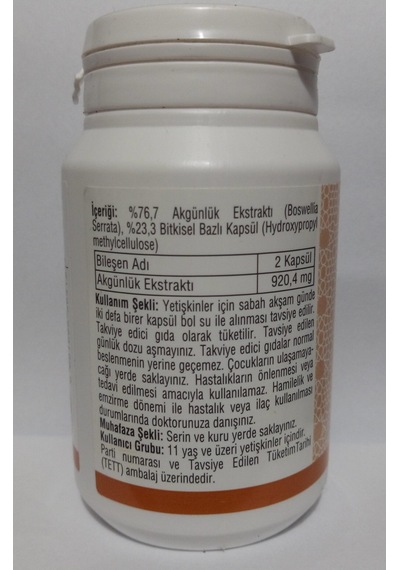 Ersağ Akgünlük Gıda Takviyesi. Boswellia Serrata