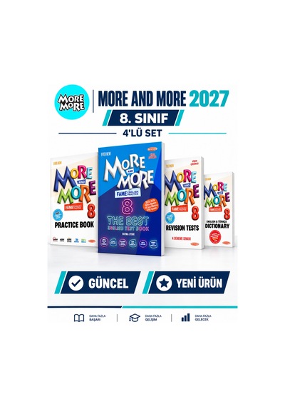 Güncel 8.sınıf 8 More&more Practıce Book Seti + Test Book Worksheets 4lü Set Yeni Ürün