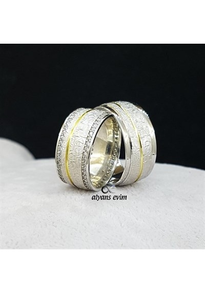 Cnc Desenli Çift Gümüş Alyans