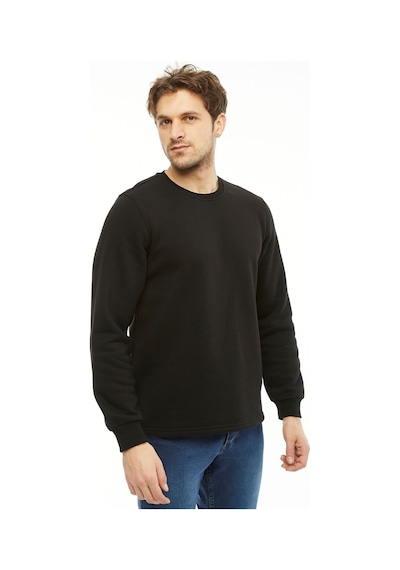 Uniprom Sweatshirt Bisiklet Yaka Içi Polarlı 3 Iplik Pamuklu Normal Kesim Erkek Siyah