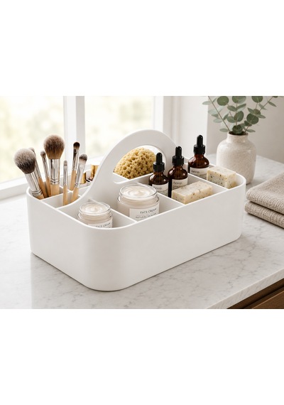 3d Baskı Çok Bölmeli Taşınabilir Banyo Ve Makyaj Organizeri - Saplı Masaüstü Düzenleyici-beyaz Diğer
