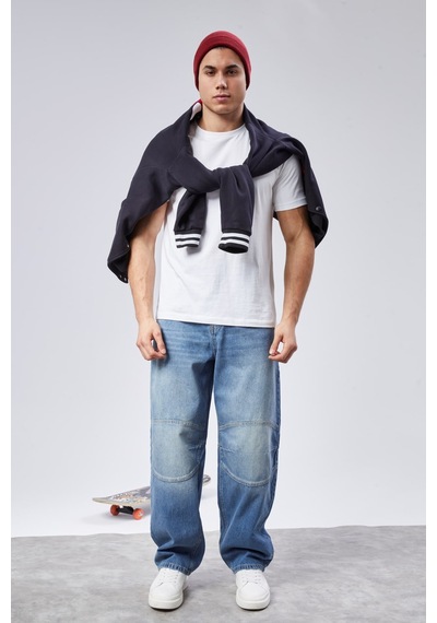 Cedy Denim Cedy Denım Yüksek Kalite Erkek Yüksek Bel Skater Baggy Jeanpantolon C362 Açık Mavi