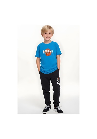 Fyk Kids Erkek Çocuk Mevsimlik Believe Baskılı Alt-üst Takım Mavi