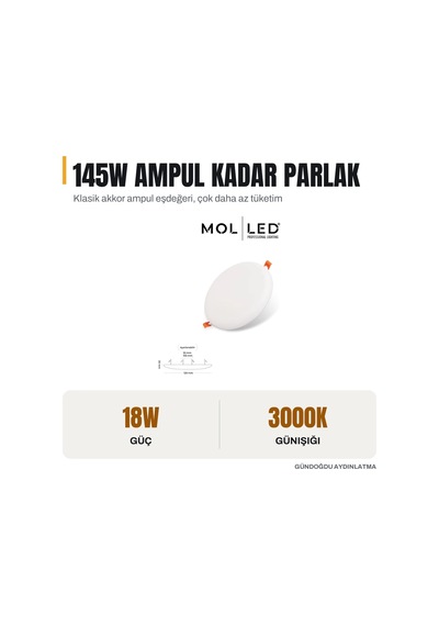 Molled 18w Sıva Altı Ayarlı Led Panel Beyaz Kasa - Mol3612
