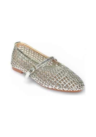 Fox Shoes Y820724109 Gümüş File Görünümlü Kadın Babet Gümüş