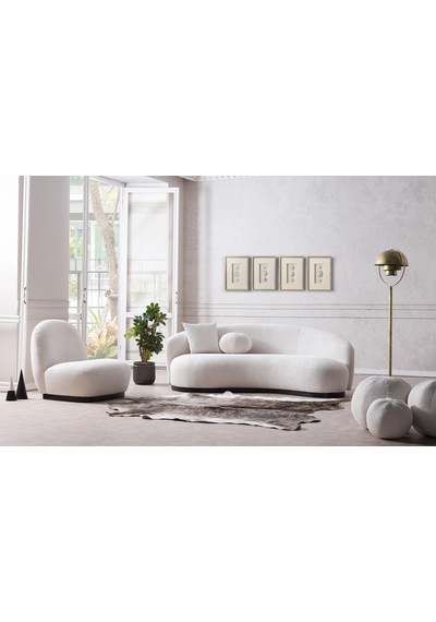 Vipa New Moon Lüks Modern Şık Comfort İskandinav Tasarım 3+1 Koltuk Ve Salon Ve Oturma Odası Takımı Kırık Beyaz