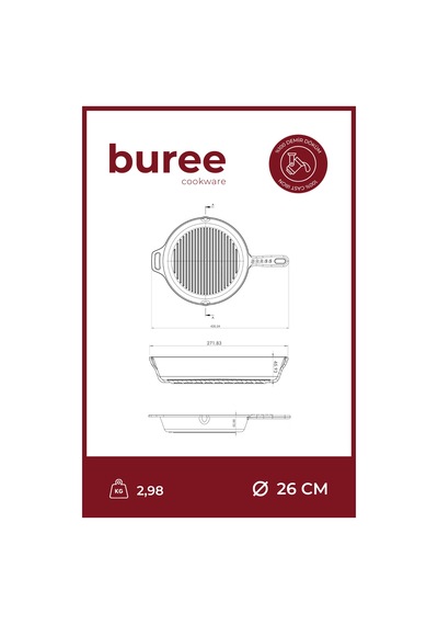 Buree Yuvarlak Teflon Kaplamalı Döküm Tava - Çap 26 Cm Siyah