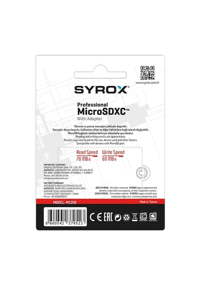Syrox MC256 Class 10 256 GB Micro SD Hafıza Kartı