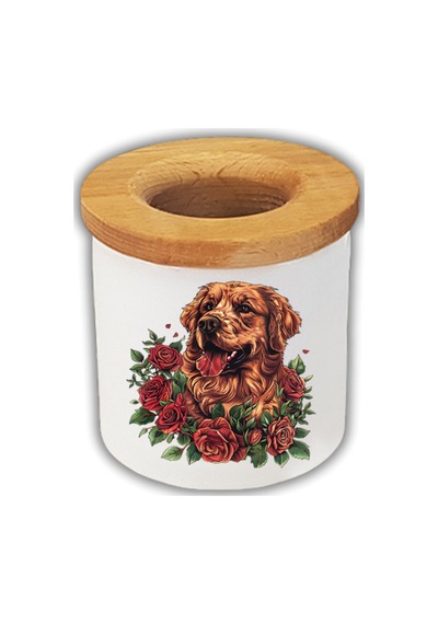 Güller İçinde Köpek Baskılı Kalemlik Kalem Kutusu Beyaz