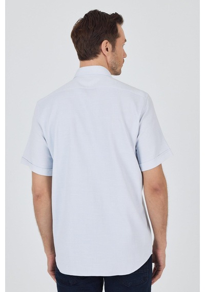 İmza Koyu Mavi Biritli Yaka Düz Casual Pamuklu Comfort Fit Gömlek 1004250221 Koyu Mavi