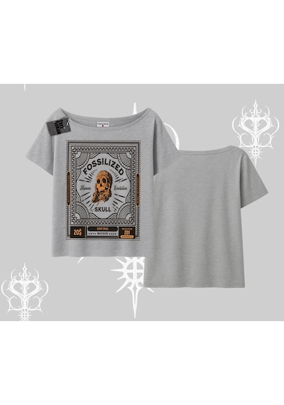 Tarzsokak Kayık Yaka Tshirt Fossilized Skull Underground Archive Gri