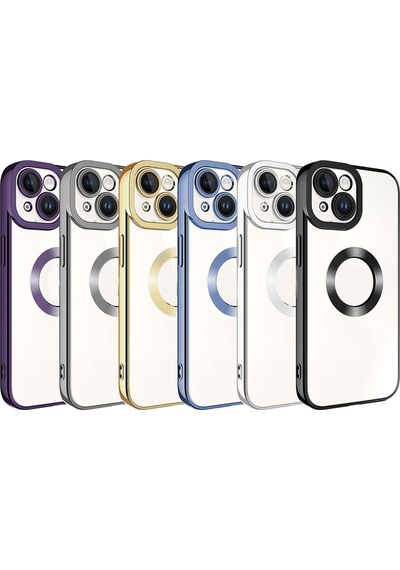 Apple İphone 15 Uyumlu Logo Gösteren Kamera Korumalı Renkli Tasarım Kılıf