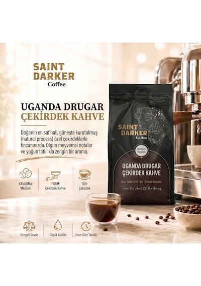Saint Darker Uganda Drugar Single Origin Çekirdek Kahve 1000 Gr