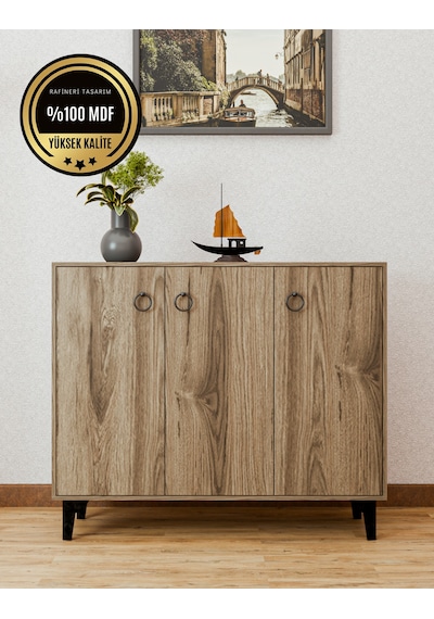 Dekorfim DF08102BR MDF Ayakkabılık Antre Hol Çok Amaçlı Dolap Ayakkabı Dolabı